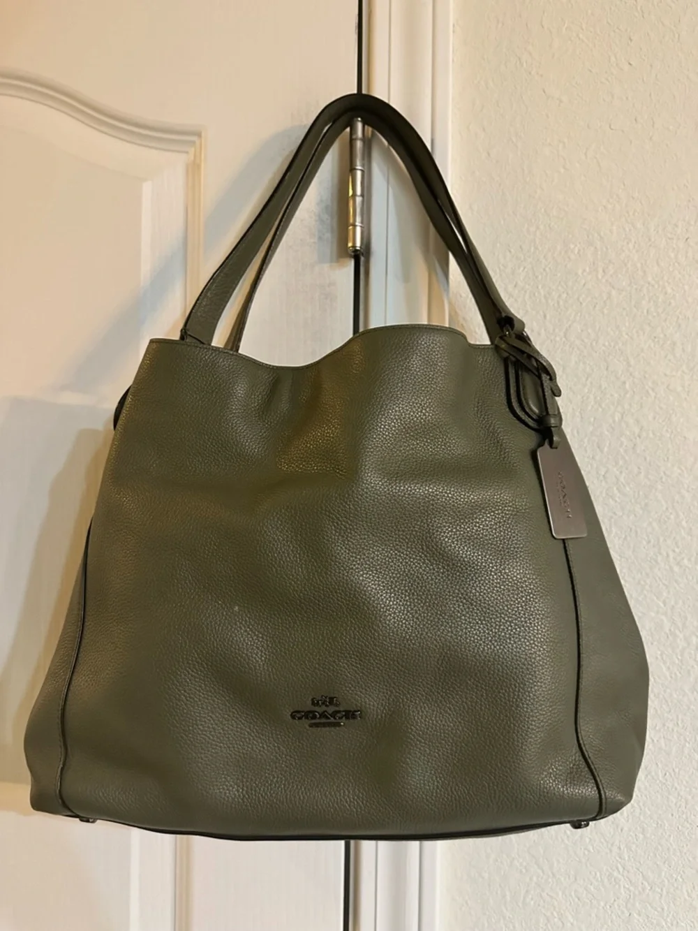 Coach Olive Green Pebbled Leather Shoulder Hobo - Picture 2 of 7